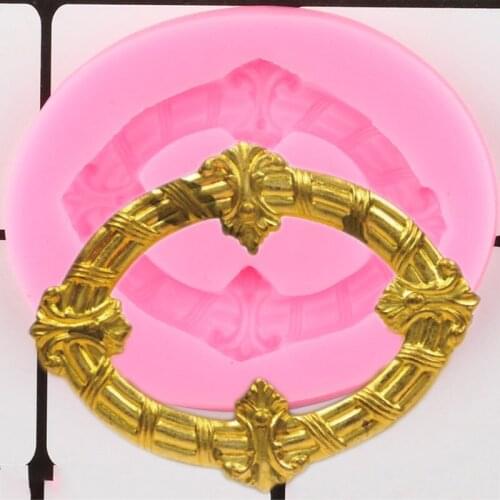 Mirror Frame Silicone Mold Cupcake Topper Fondant Cake Decorating Tools Chocolate Gumpaste Moulds Candy Resin Clay Molds
