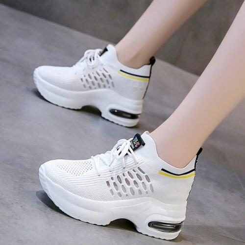 Platform Wedges Womens Sneakers Spring autumn High Quality Mesh Breathable Increased womens shoes Casual Shoes