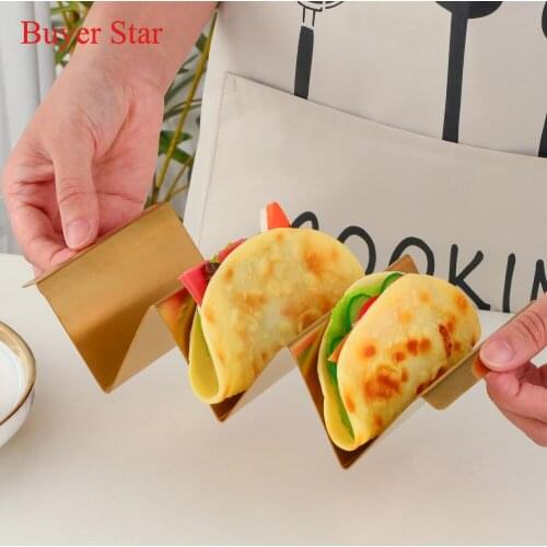 1/2PCS Taco Holders Durable Wave Shape Stainless Steel Mexican Food Rack With Sauce Cup Pizza Tool Restaurant Food Show Kitchen
