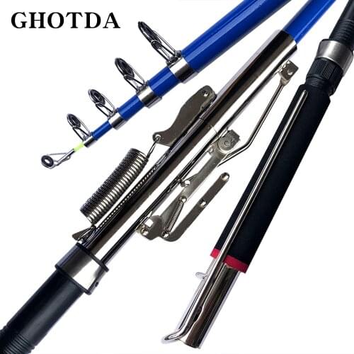 1.8m 2.1m 2.4m 2.7m Stainless Steel Automatic Fishing Rod Spinning Telescopic Automatic Spring Fishing Pole Sea River Lake