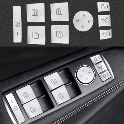 14PCS Car Door Armrest Windows Button Stickers For Mecredes Benz W204 W212 A B C GLA CLA GLK GL Class car accessories interior