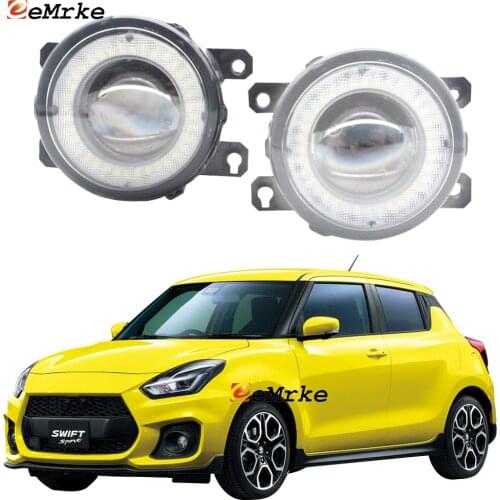 2 Pieces Car LED Lens Fog Lights Assembly Angel Eye DRL Daytime Runinng Light Lamp for Suzuki Swift Sport 2018 2019 2020 2021
