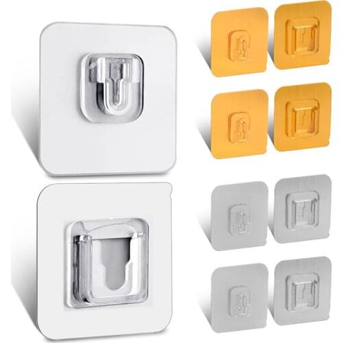 5/10 Pairs Double-Sided Adhesive Kitchen Wall Hook Hanger Strong Transparent Wall Storage Sucker For Kitchen Bathroom Hooks