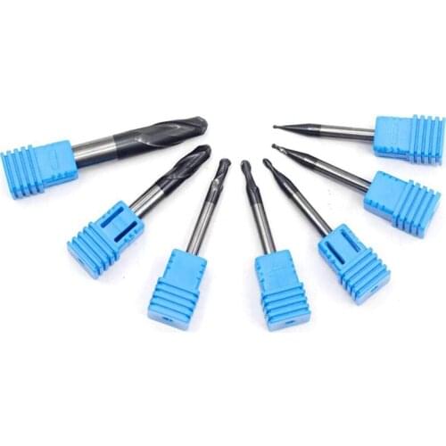 7 Pieces Of Cemented Carbide Double-Edged End Mills, Ball Nose Radius (0.5Mm 0.75Mm 1Mm 1.5Mm 2Mm 3Mm 4Mm)