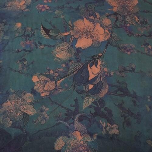 Blue rhyme pear branch satin watered gauze dress heavy satin silk plain gambiered silk fabric cloth coat dust coat