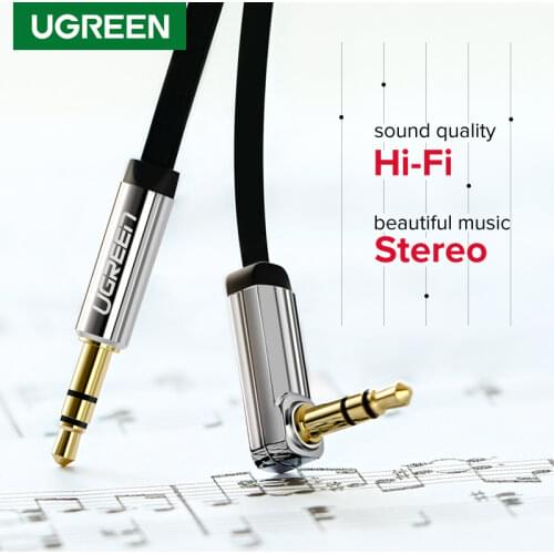 Ugreen 3.5mm Audio Cable Aux Hi-Fi Stereo Male to Male 90 Degree 3.5 mm Jack Speaker Cable for JBL Car PC Xiaomi Auxiliary Cord