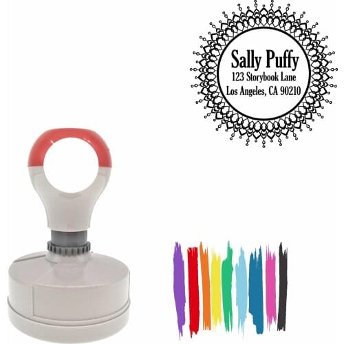 Bbloop Jeweled Design Round Pre-Inked Laser-Cut Address Stamp