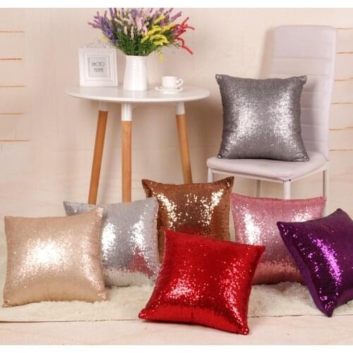 Glitter Mermaid Sequins Pillow Case Luxury Sofa Cushion Cover Decorative Cushions 40*40 Sliver Pink Gold Pillow Cover Home Decor