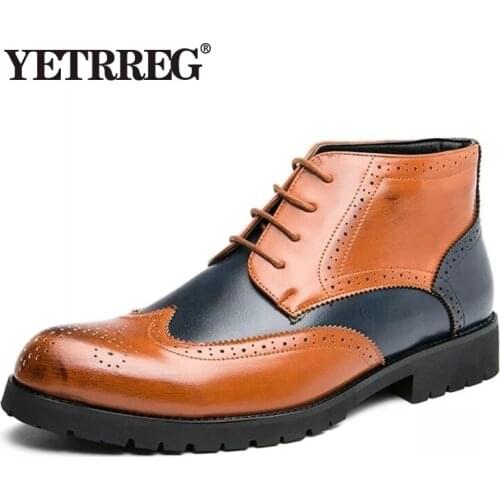 Brand Mens Boots Handmade Men Ankle Boots Outdoor Waterproof Men Work Shoes Fashion Mens Dress Shoes Lace-UP Man Moccasins