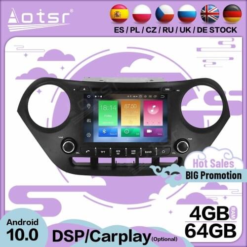 Carplay Multimedia Stereo Android 10 Player For Hyundai I10 I-10 2013 2014 2015 2016 2017 GPS BT Audio Radio Receiver Head Unit