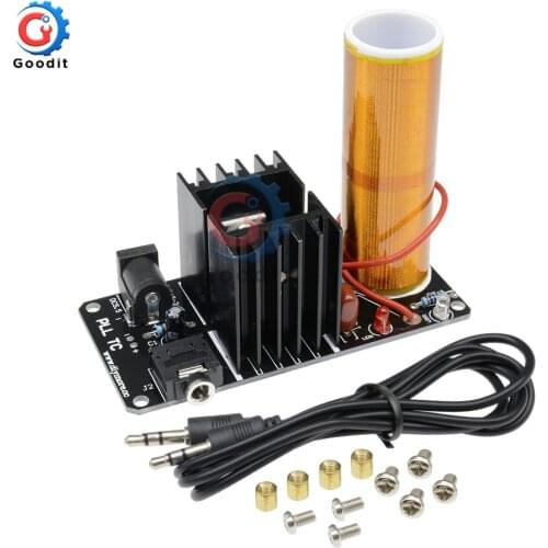 DC 15V-24V 15W Mini Music Tesla Coil Plasma Speaker Tesla Arc Generator Resonant Wireless Transmission Stereo Assembled Finishe