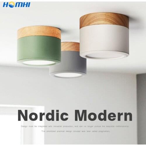 Living Room Lights Wood Decorative Led Lights Kitchen Nordic Spotlights Led Ceiling Home Lighting Colorful Round Lamp In Bedroom