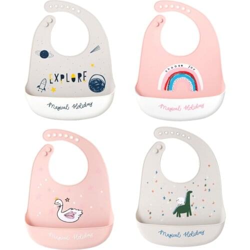 Baby Bibs 100% Food Grade Organic Silicone Easily Wipe Clean Comfortable Waterproof Bib Non-sticky Easy To Clean