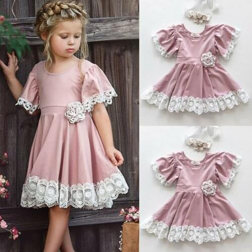 Kids Baby Girls Dress Summer Lace Floral Ball gown Dress Party Princess Dress Baby Girl Summer Sundress 2021