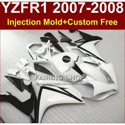 Classic white motorcycle fairings for YAMAHA YZFR1 2007 2008 Injection mold bodyworks YZF R1 YZF1000 body parts YZF 1000 07 08
