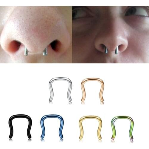 2Pcs/Lot 6 Color Horseshoe U Shape Nose Septum Hoop Rings Surgical Steel Ear Hanger Piercing Body Jewelry 12g& 14g&16g choose