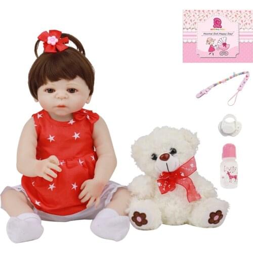 Fashion Bebe Reborn Baby Doll Cute Silicone Full Body Realistic Princess Girl Doll With Toy For Kid Birthday Xmas Gifts 18" 48CM