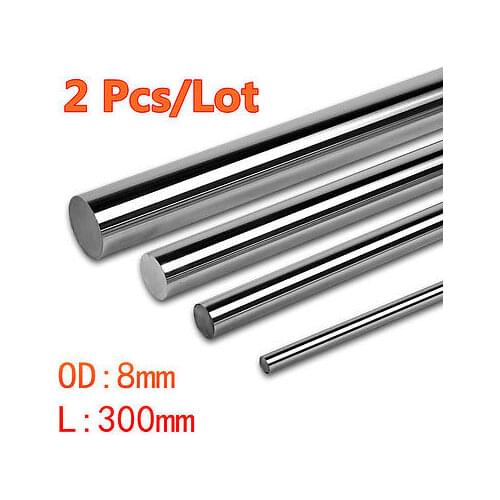 2pcs Cnc Linear Shaft Chrome OD 8mm L 300mm rail Round Steel Rod Bar Cylinder