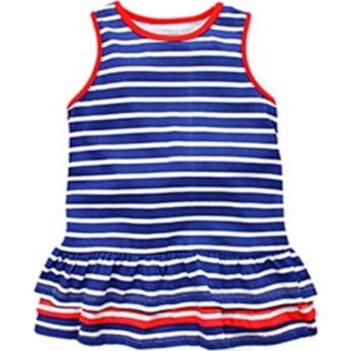 Little Maven Brand New Summer Kids Lovely Sleeveless Striped O-neck Soft Knitted Multilayer Cotton Girls Fashion Dress