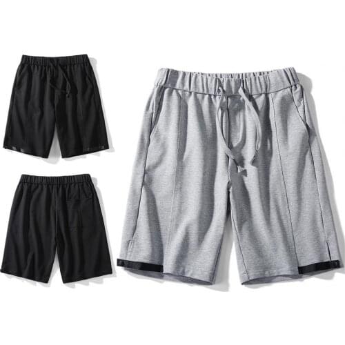 Summer Men Shorts Mid Rise Drawstring Solid Color Pockets Loose Short Pants for Sports