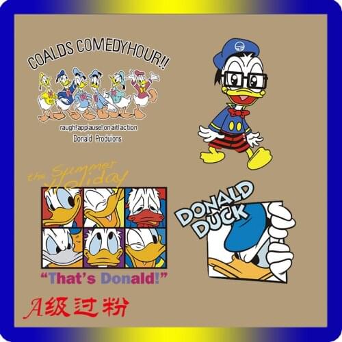 Patches For Clothes Fashion Cartoons Donald Duck Ms boy girl Hot paste Washable DIY T-shirt heat transfer decoration material