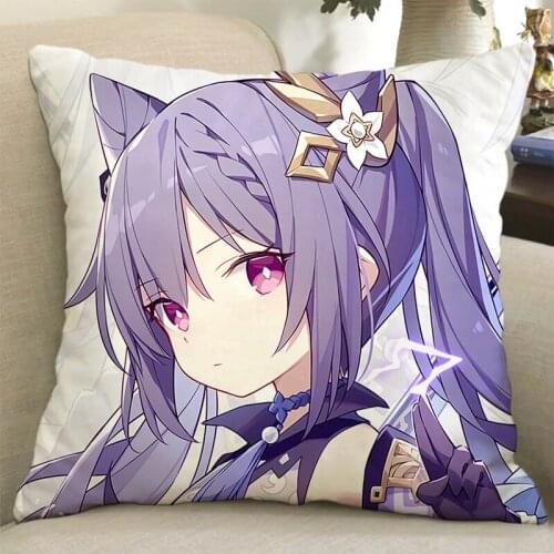 Game Genshin Impact Pillows Cases Pillowcase Klee Paimon Keqing Barbara Pillowcases Gifts Soft Pillow Inner Covers Two Sides (2)