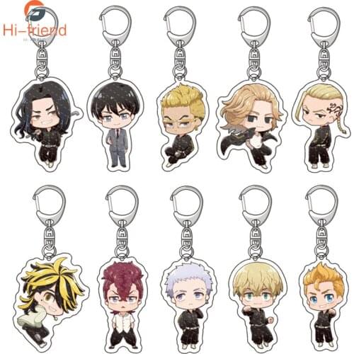 Wholesale 22Pcs Tokyo Revengers Keychain Manjiro Ken Takemichi Hinata Atsushi Chibi Cute Key Ring for School Prizes