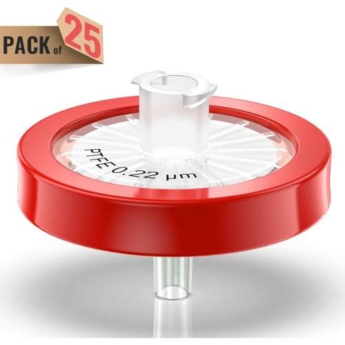 Syringe Filters,PTFE Membrane 0.22μm Pore Size,25mm Diameter,25 Pcs by Ks-Tek