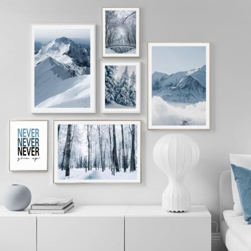 Snow Mountain Forest Bridge Landscape Wall Art Canvas Painting Nordic Posters And Prints Wall Pictures For Living Room Decor