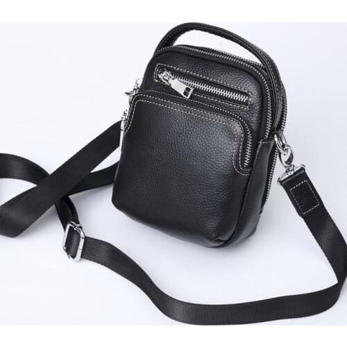 High Quality Mens Leather Shoulder Bag Real Cowskin Mini Crossbody Bags Of Male Small Messenger Bag Phone Pouch Man Leather Bag