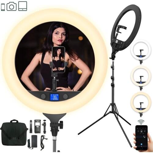 FLitoFoto P40 Dual Color Temperature Led Ring Light 15V/4A ABC 60W 3200k-7500k Mobile APP Control Dual Battery Design Led Lights