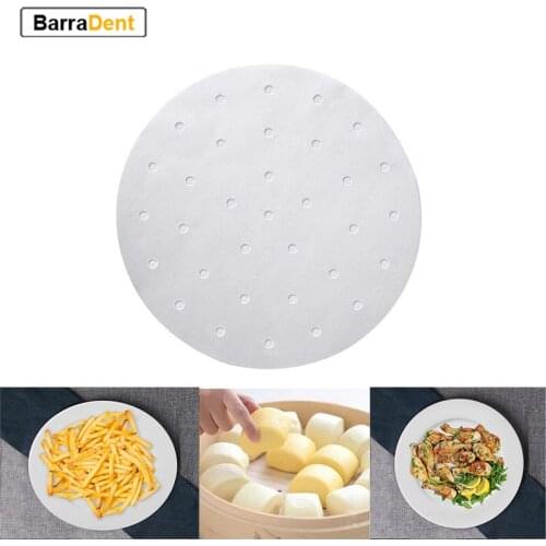100pcs/Set 20cm Airfryer Accessories Air Fryer Paper Oilpaper Bun Cake Saucer Non-Stick Steaming Baking Cooking Pad