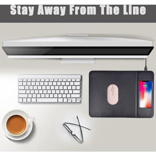 2 in 1 Function Solid Color Faux Leather 1.2A 10W Smooth Wireless Charger Mouse Pad Mat Table Decor For iOS/Android Mobile Phone