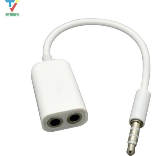 500pcs/lot White 3.5mm Earphone Headphone Male 1 to 2 Dual Female Y Splitter Stereo Audio Cable Adapter Jack for iPhone iPad