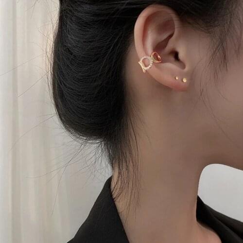925 Sterling Silver Circle Hollow Zircon Ear Clip Female Simple Exquisite Small EarBuckle Handmade Fashion Wedding Jewelry eh307