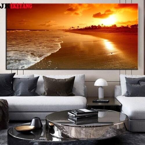 Large 5D Diy diamond painting Sunset by the sea Diamond Mosaic Rhinestone Embroidery cross stitch Y4273