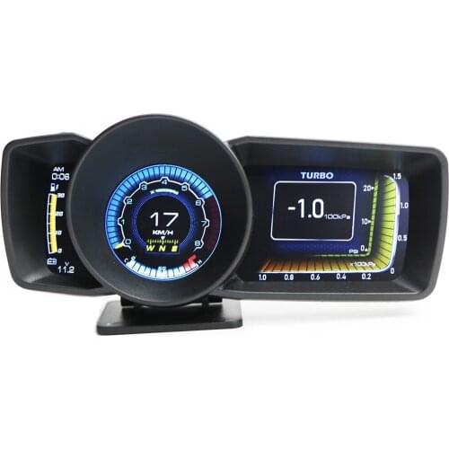 Car HUD Multi-Function Dashboard Head Up Display OBD2+GPS Smart Speedometer Auto Gauge Alarm System Turbo Boost Universial