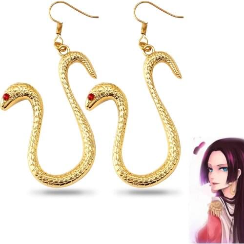 ONE PIECE Boa Hancock Snake Earring Women Earrings Dangler Metal Snake Keychain Necklace Cosplay Fashion Accessories