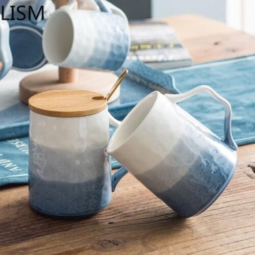Breakfast Cups Ceramic Coffee Mug with Lid Spoon Mug Coffee Couple Cup Creative Fashion Tea Milk Cup Ceramic Office Tazer Mugs