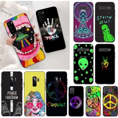 CUTEWANAN Trippy Tie Dye Peace Alien Phone Case Cover Hull for Samsung S20 plus Ultra S6 S7 edge S8 S9 plus S10 5G lite 2020