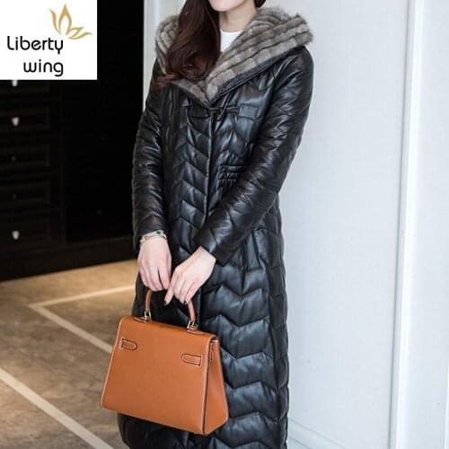 Sheepskins Coats Natural Leather Jacket With Fur Long Sheepskin Coat For Big Womem Luxury Womens Winter Down Jackets 4XL