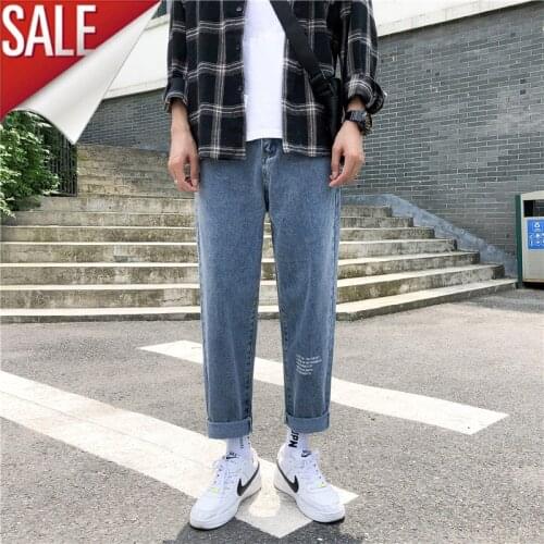 Mens Jeans Fashion Loose Straight New Casual Wide Leg Pants Cowboy Mans Streetwear Korean Hip Hop Trousers Young Boy Black Blue