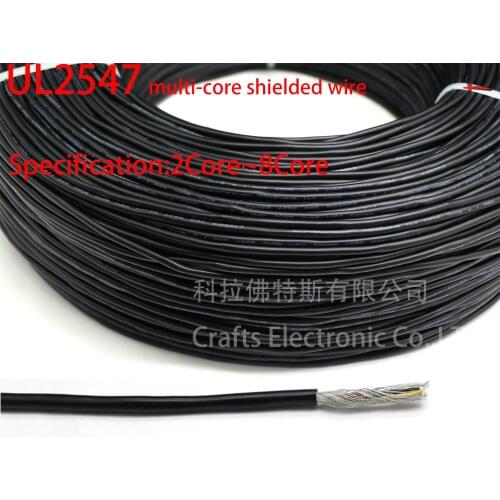 1M Shielded Wire Signal Cable 28 26 24 22 20 AWG Channel Audio 2 3 4 5 6 7 8 Core Headphone Copper Control Line UL2547