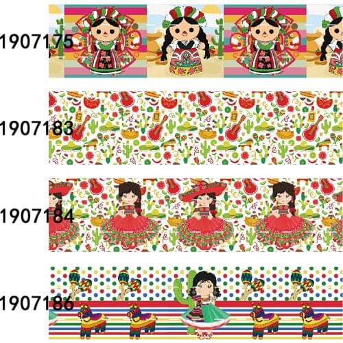 FLRARIBBON viva mexico mexican maria dolls printed listones