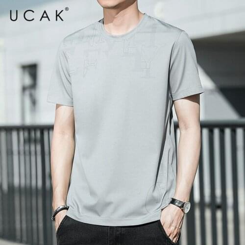 UCAK Brand Classic O-Neck Striped Short Sleeve T-Shirts Summer Fashion Style Streetwear Tops Casual Silk T Shirt Homme U5509
