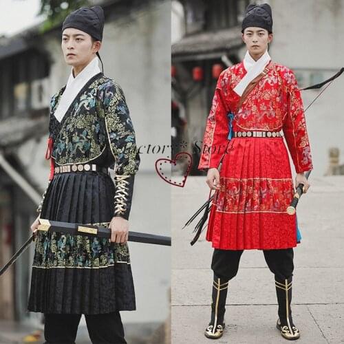 Hanfu Serve Who Robes Clothing Antique Gown Ming Dynasty Martial Arts Guest Costume Show Officers Soldiers Performance Clothing