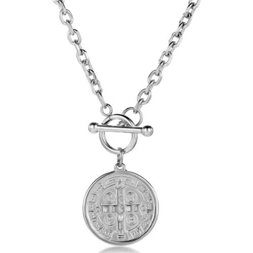 Round Geometric Pendant Couple Necklace For Men Women Nameplate Stainless Steel Custom Jewelry Gift