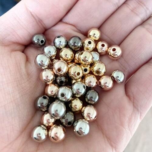 3 4 6 8 10mm Silver Plated CCB Round Loose Spacer Beads for Needlework Jewelry Making Handmade Diy Bracelet Necklace Accessories