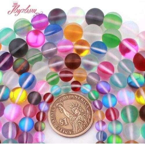 Round Frost Multicolor Austria Crystal Synthesis Glitter Stone Loose Bead for DIY Women Men Necklace Bracelet Jewelry Making 15"