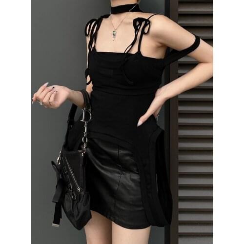 Summer High 2021SS Quality Women Cotton Asymmetrical Vest Female Luxury Chic Tank Tops Tee 2 Color Ddxgz2 6.26